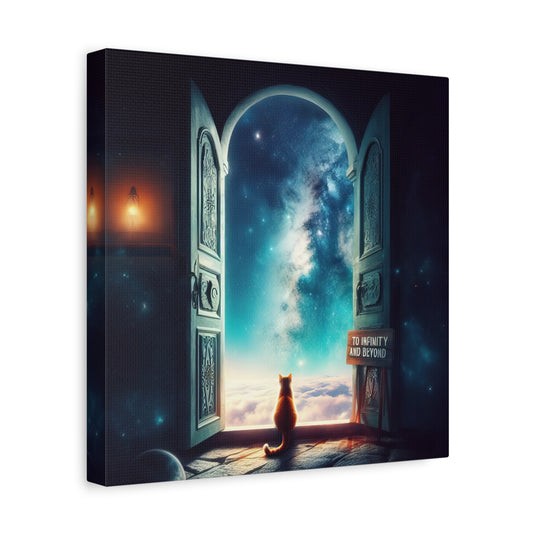 Cat in A Doorway To The Stars Digital Matte Painting II Canvas Print