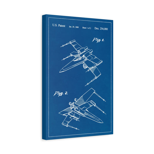 Star Wars X-Wing Fighter Blueprint Canvas Wall Art