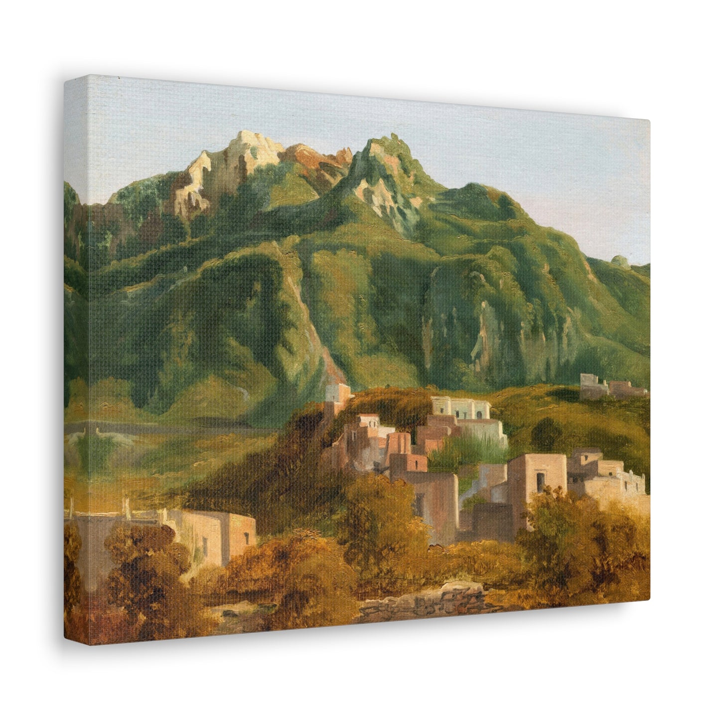 Village on the Island of Ischia by Sebastien-Louis-Guillaume Norblin de la Gourdaine Canvas Print