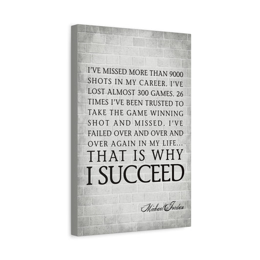 I've Missed More Than 9000 Shots Basketball Motivational Canvas Wall Art