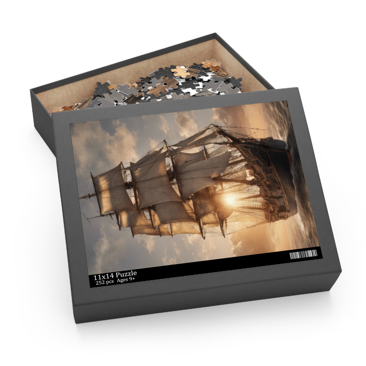 Vintage Sailing Ship at Sunset Photograph I Jigsaw Puzzle