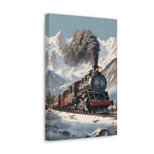 Steam Train Through The Alps Digital Painting Canvas Print