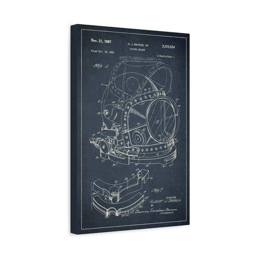 Diving Helmet Nautical Patent Art Canvas Print