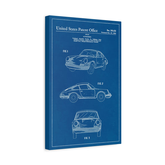 Porsche 911 Carrera Blueprint Canvas Wall Art