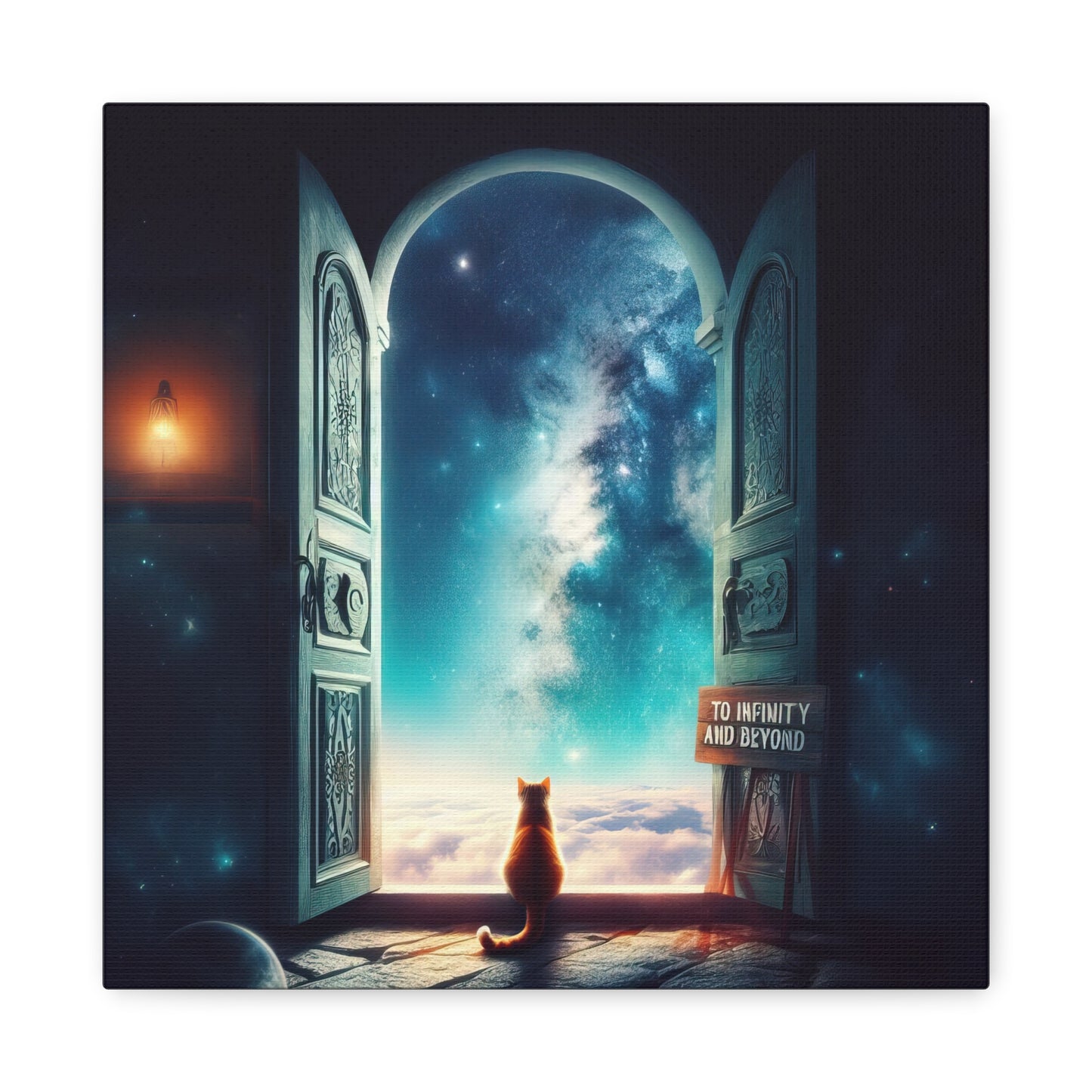 Cat in A Doorway To The Stars Digital Matte Painting II Canvas Print
