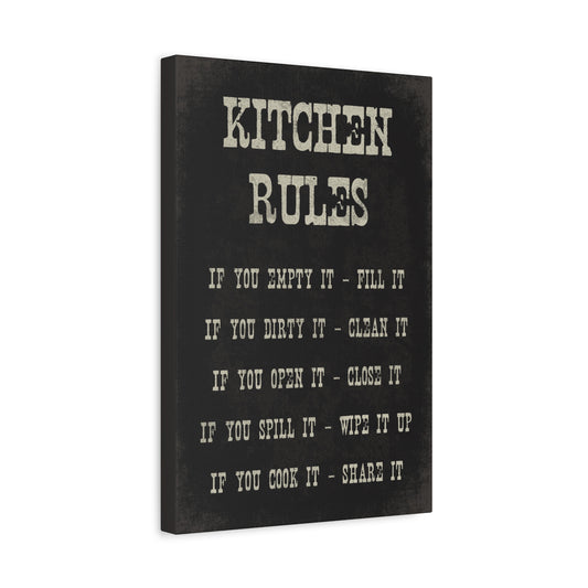 Kitchen Rules Canvas Wall Art