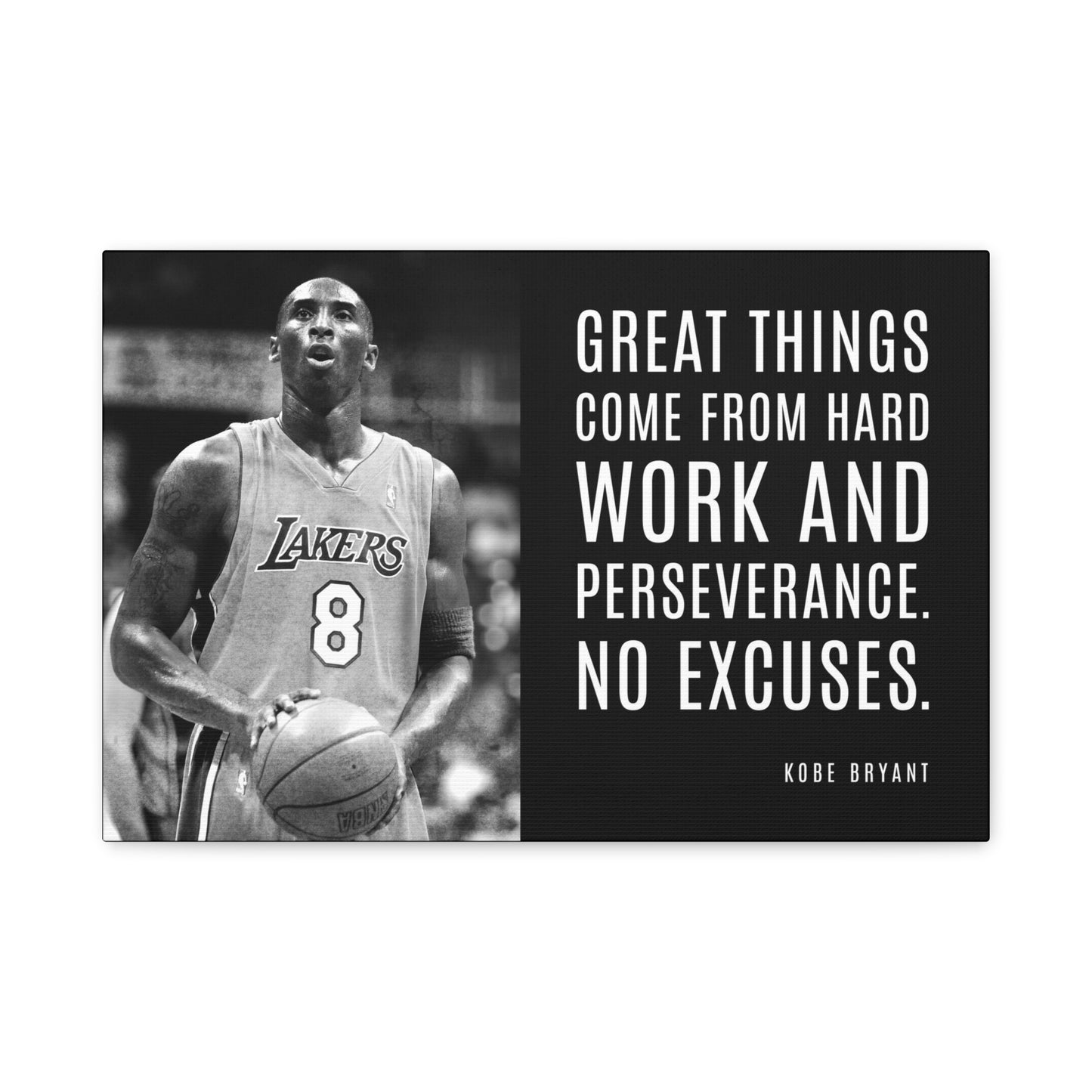 Kobe Bryant Quote - Great Things Come from Hard Work Canvas Wall Art