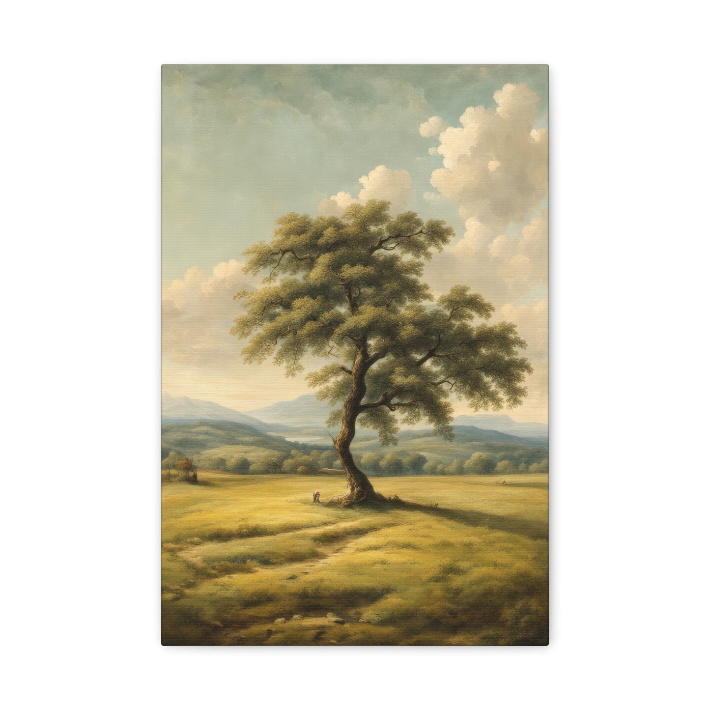 Lone Tree Landscape Oil Painting Canvas Print
