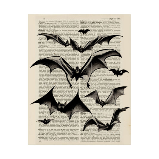 Bats Gothic Dictionary Background Art Print