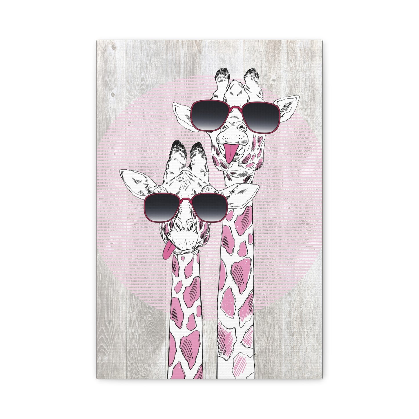 Giraffes With Sunglasses Canvas Wall Art