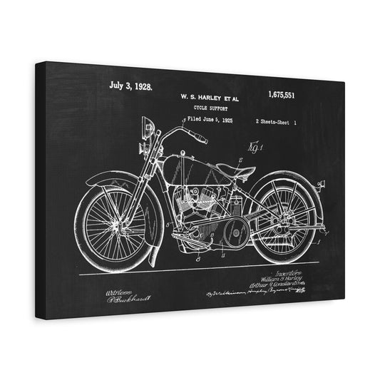 Harley Davidson Motorcycle Invention Patent Canvas Wall Art