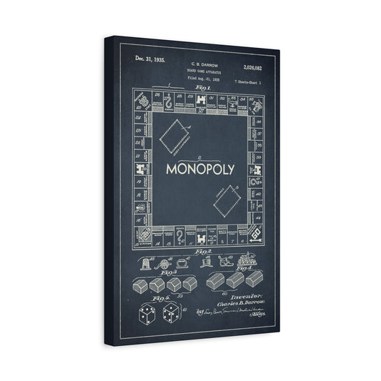 Monopoly Board Game Patent Canvas Wall Art