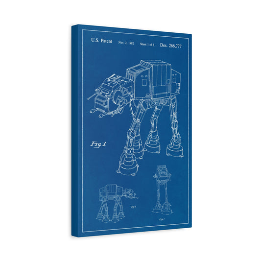 Star Wars AT-AT Imperial Walker Blueprint Canvas Wall Art
