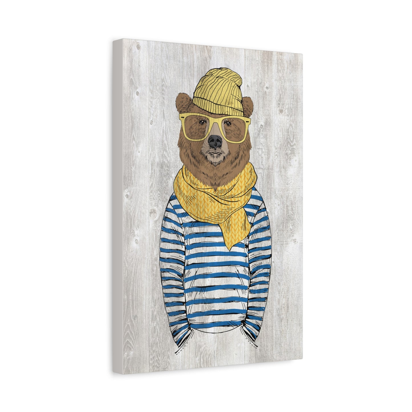 Bear In A Scarf And Hat Canvas Print