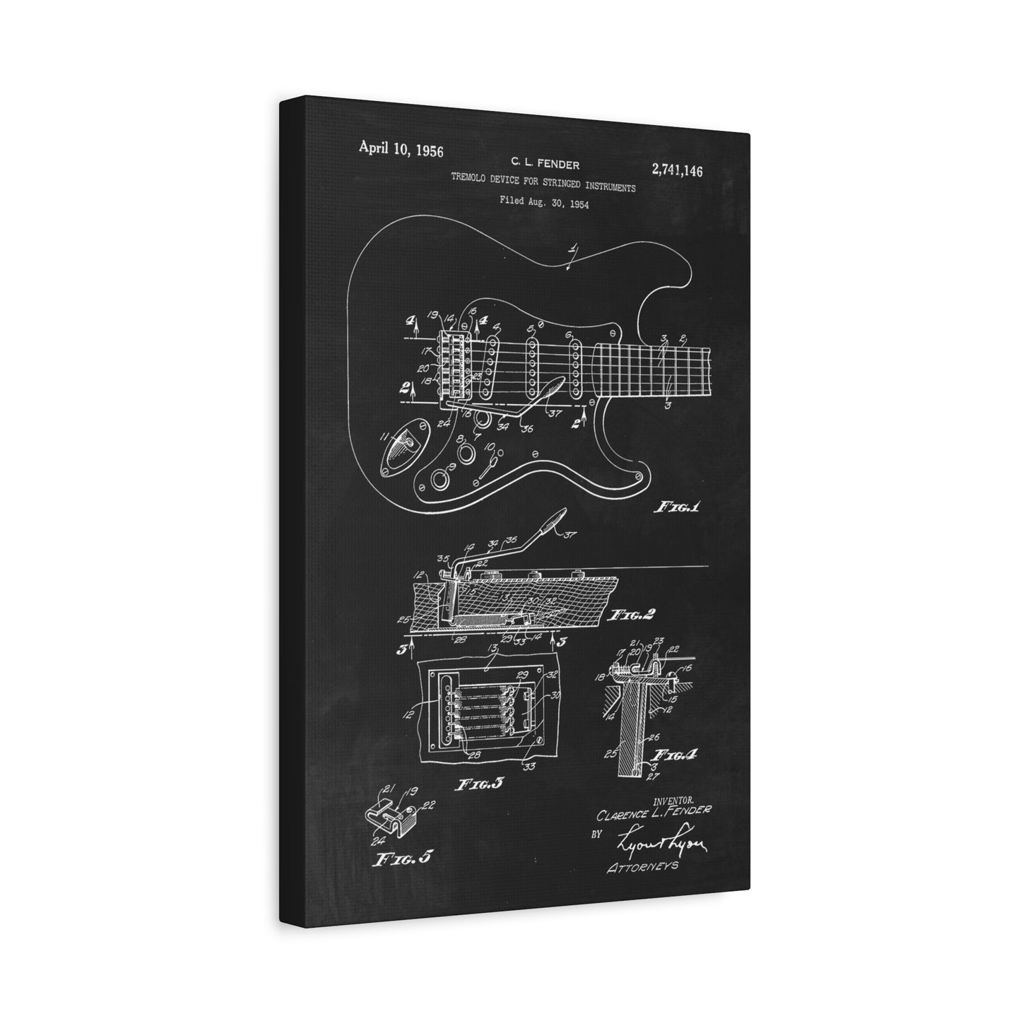 Fender Stratocaster Guitar Patent Art Canvas Print