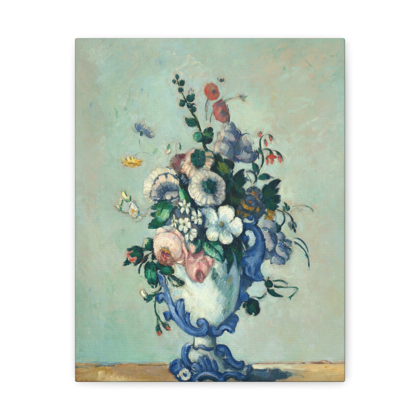 Flowers in a Rococo Vase by Paul Cezanne Canvas Print
