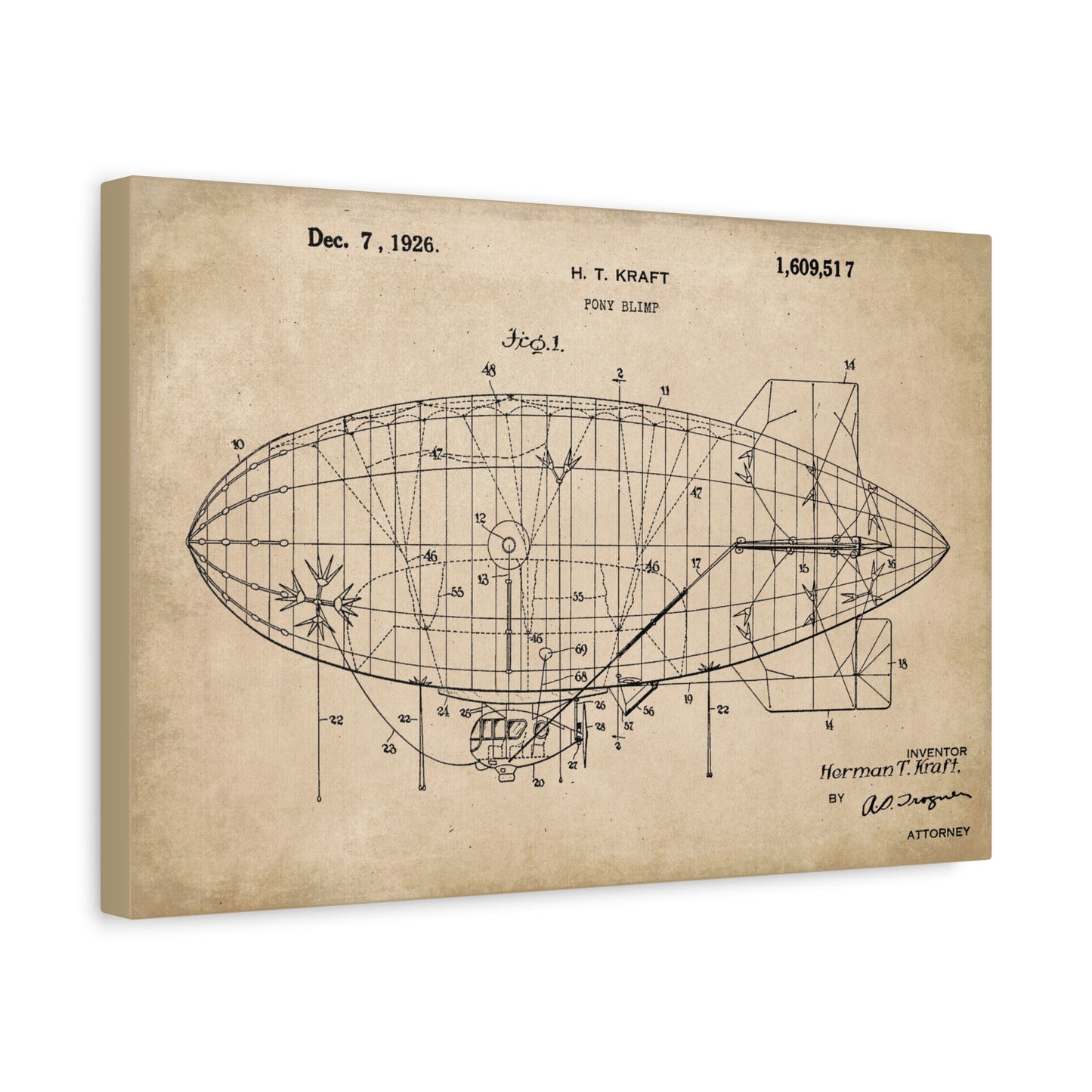 Goodyear Blimp Patent Art Canvas Wall Art