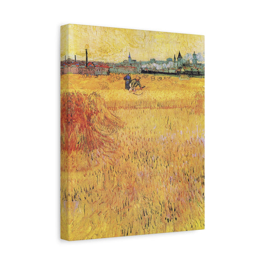 Wheat field with View of Arles by Vincent van Gogh Canvas Print