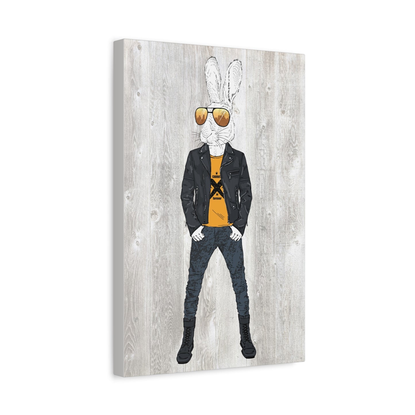 Rocker Rabbit Funny Animal Canvas Print