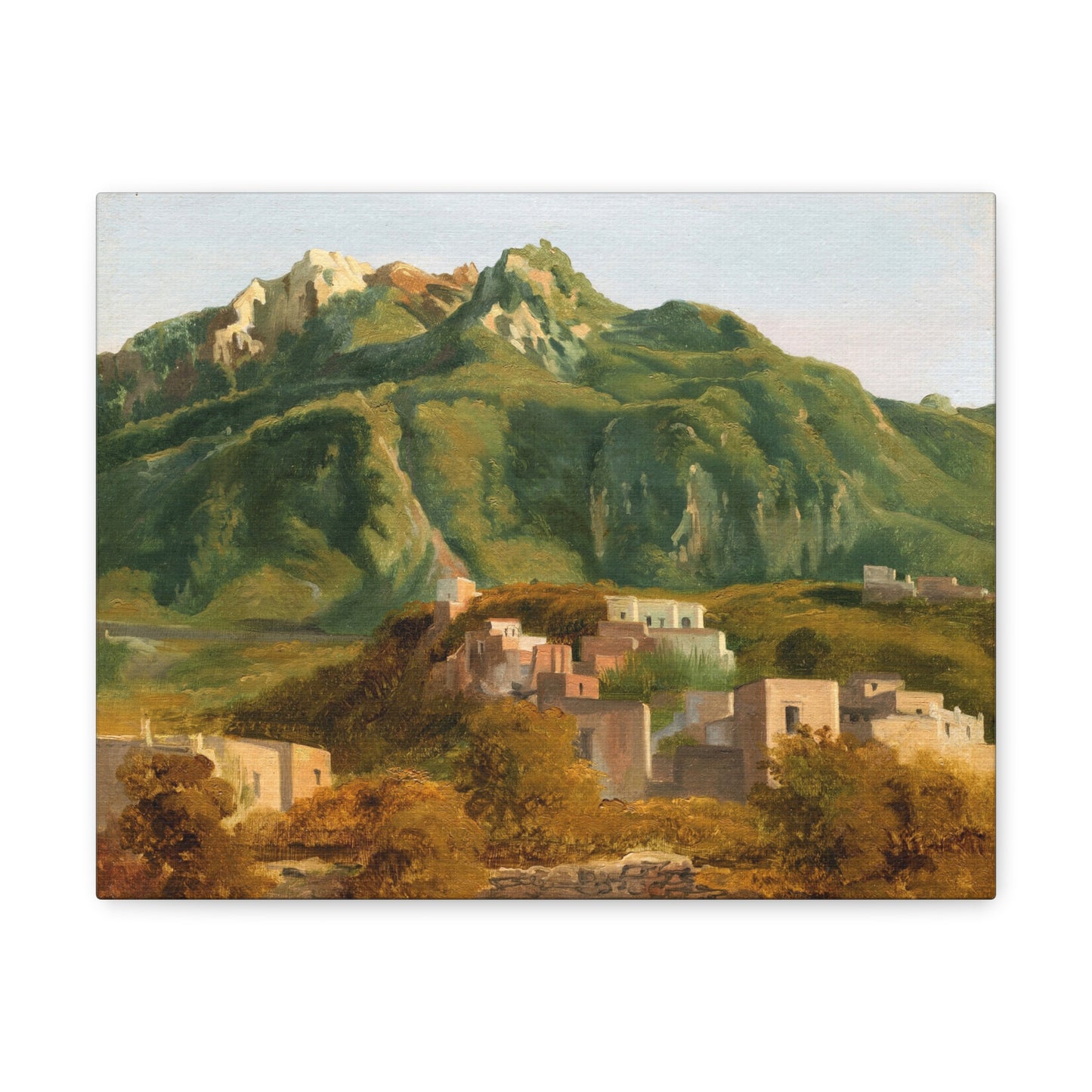 Village on the Island of Ischia by Sebastien-Louis-Guillaume Norblin de la Gourdaine Canvas Print