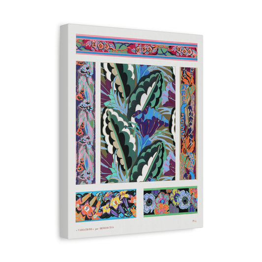 Variations #4 - Floral Art Deco Pattern by Edouard Benedictus Canvas Print