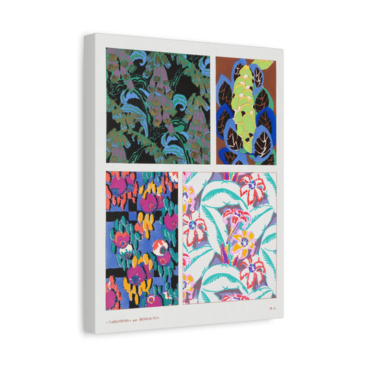 Variations #18 - Floral Art Deco Pattern by Edouard Benedictus Canvas Print