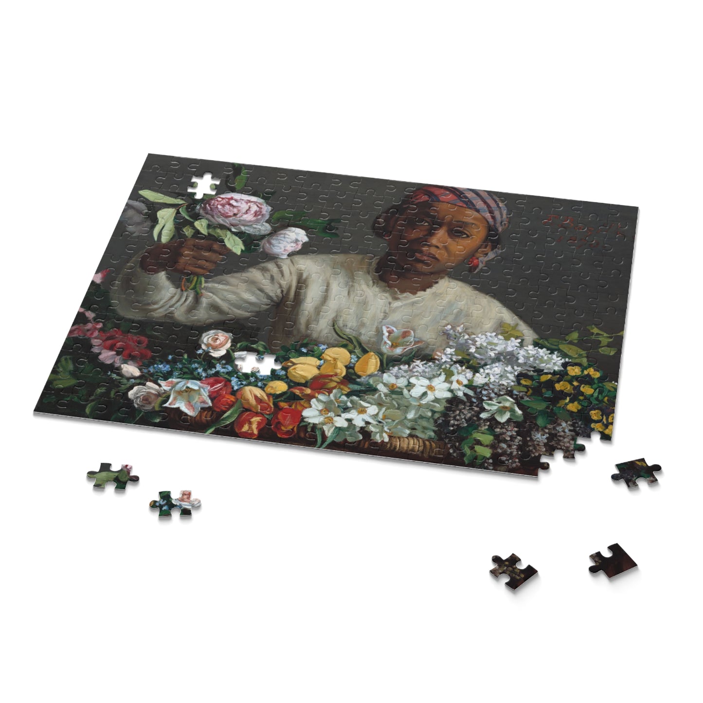 Young Woman with Peonies by Frederic Bazille Jigsaw Puzzle