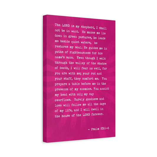 The Lord Is My Shepherd (Psalm 23:1-6), bible verse Canvas Wall Art