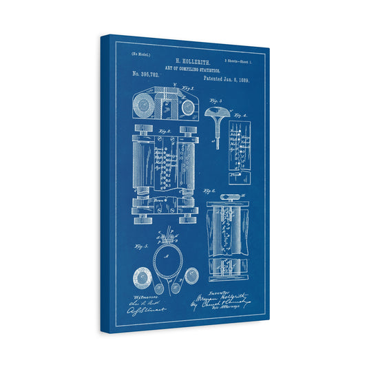 Computer (Hollerith Machine) Blueprint Art Canvas Print