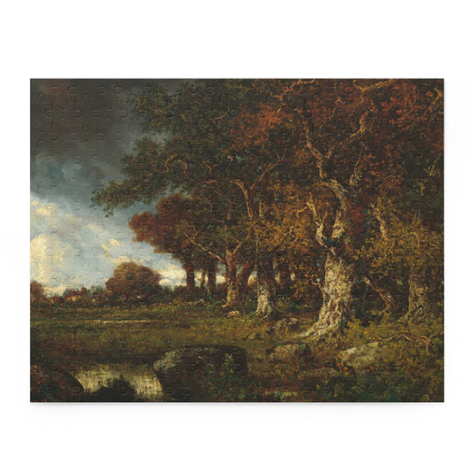 The Edge of the Forest at Les Monts-Girard, Fontainebleau by Narcisse Diaz de la Pena Jigsaw Puzzle