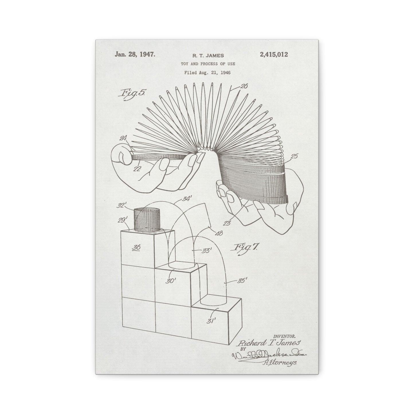 Slinky Toy Patent Canvas Wall Art
