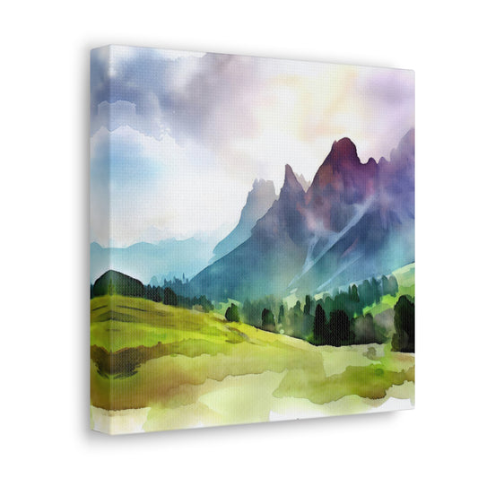 Path in The Dolomites Watercolor Painting I Canvas Print