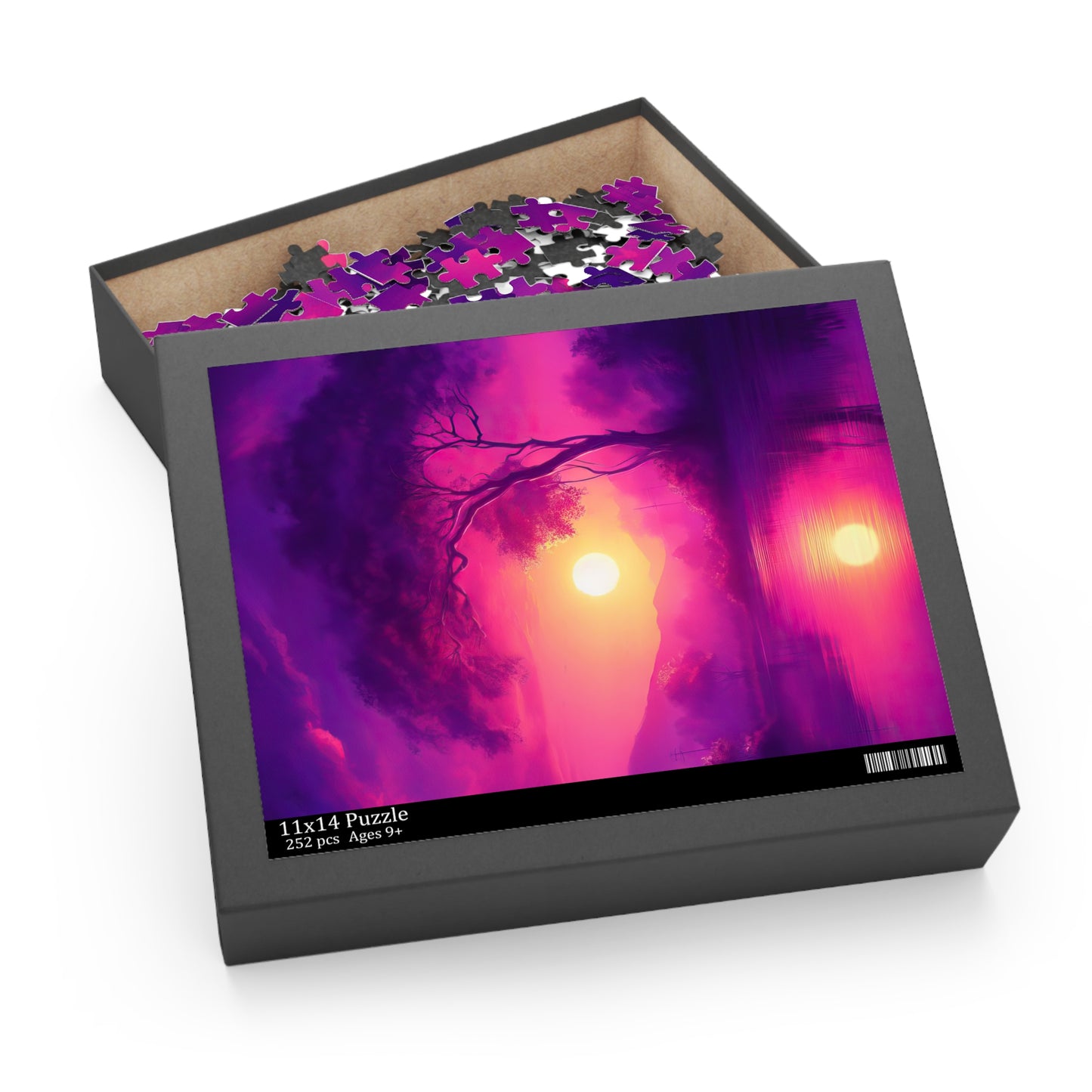 Purple Sunset with Tree Jigsaw Puzzle