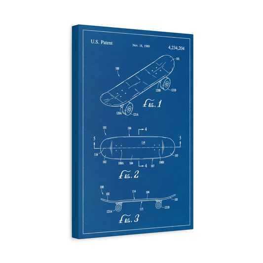 Skateboard Patent Canvas Wall Art
