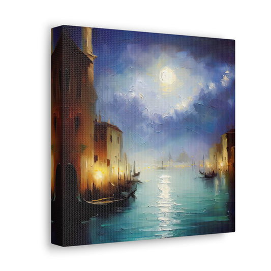 Venice at Night Oil Painting II Canvas Print