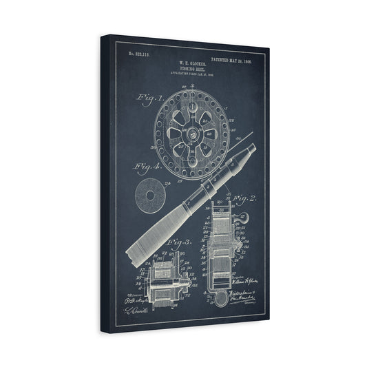 Fishing Reel Invention Patent Art Canvas Print