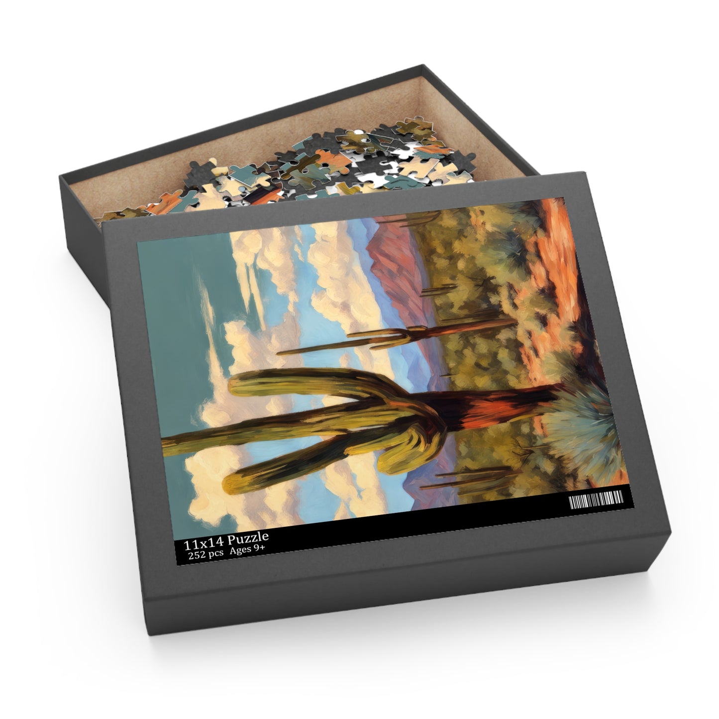 Saguaro Cactus in Mesa Arizona Acrylic Painting Jigsaw Puzzle