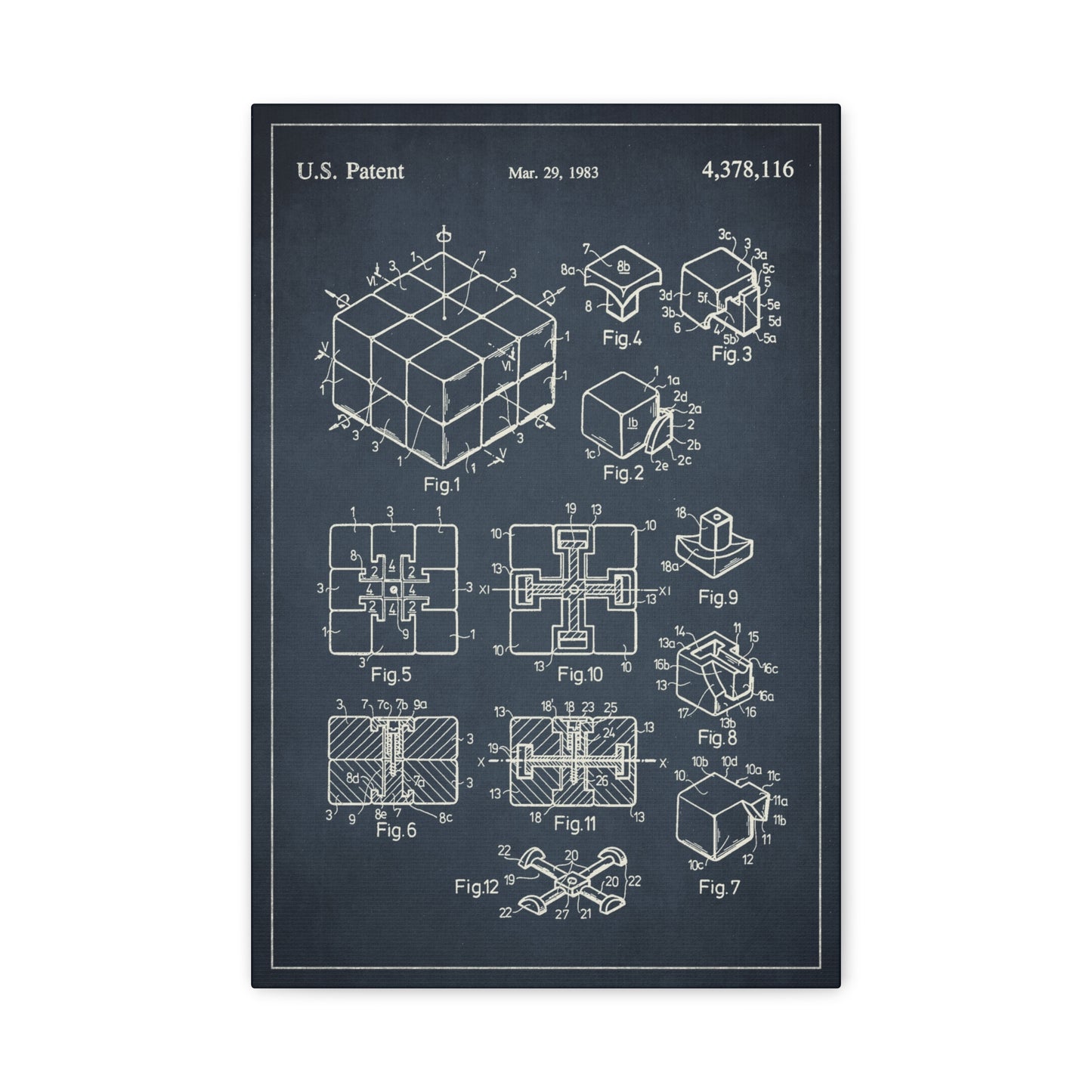 Rubik's Cube Patent Canvas Wall Art