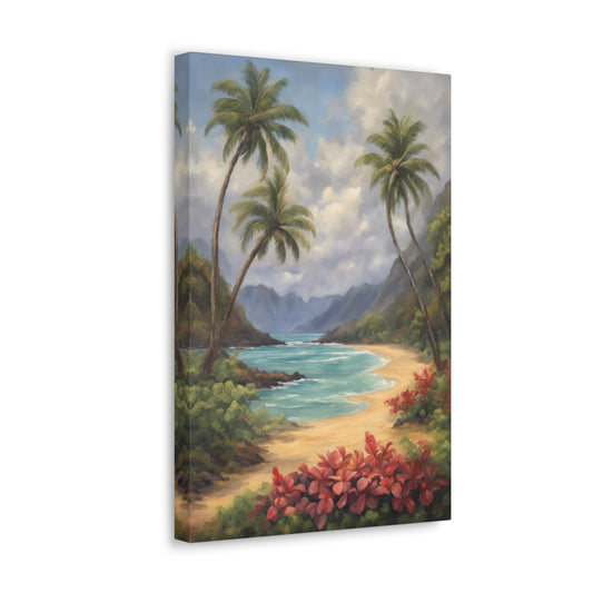 Scenic View on Molokai Island Oil Painting II Canvas Print