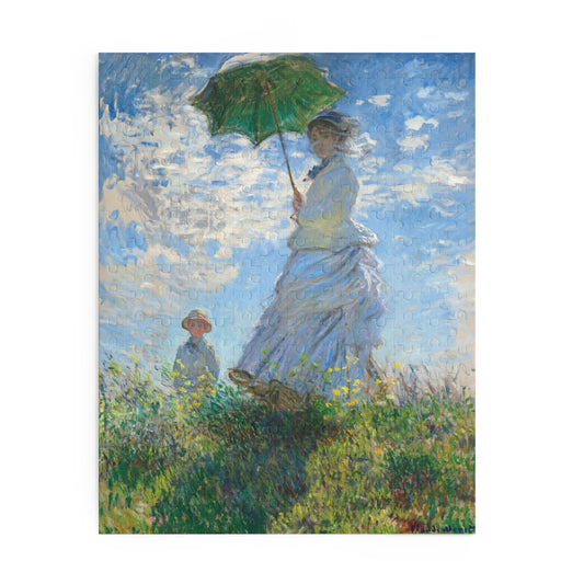 Woman with a Parasol - Madame Monet and Her Son by Claude Monet Jigsaw Puzzle
