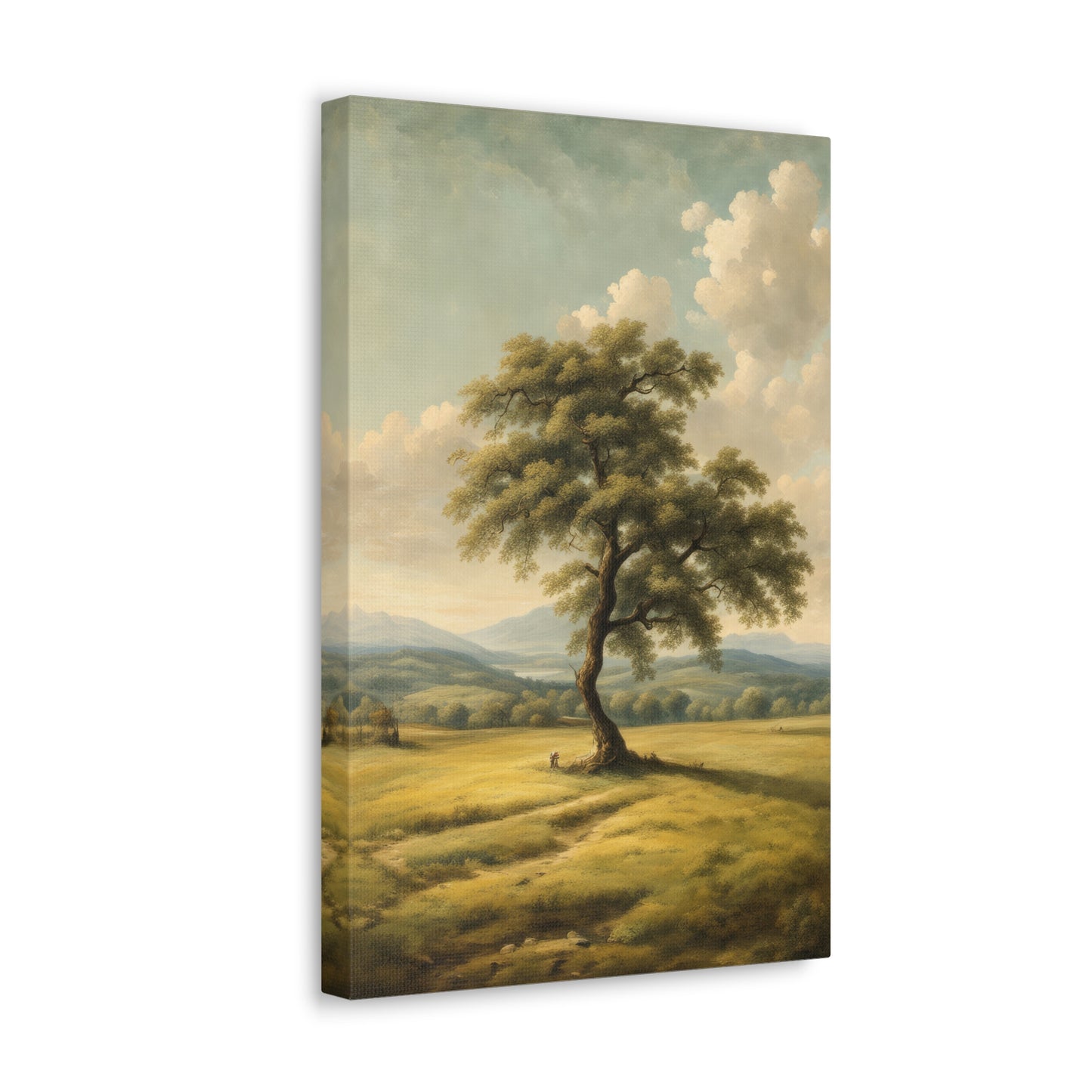 Lone Tree Landscape Oil Painting Canvas Print