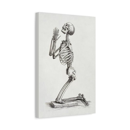 Praying Skeleton Canvas Wall Art