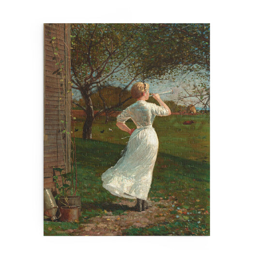 The Dinner Horn (Blowing the Horn at Seaside) by Winslow Homer Jigsaw Puzzle