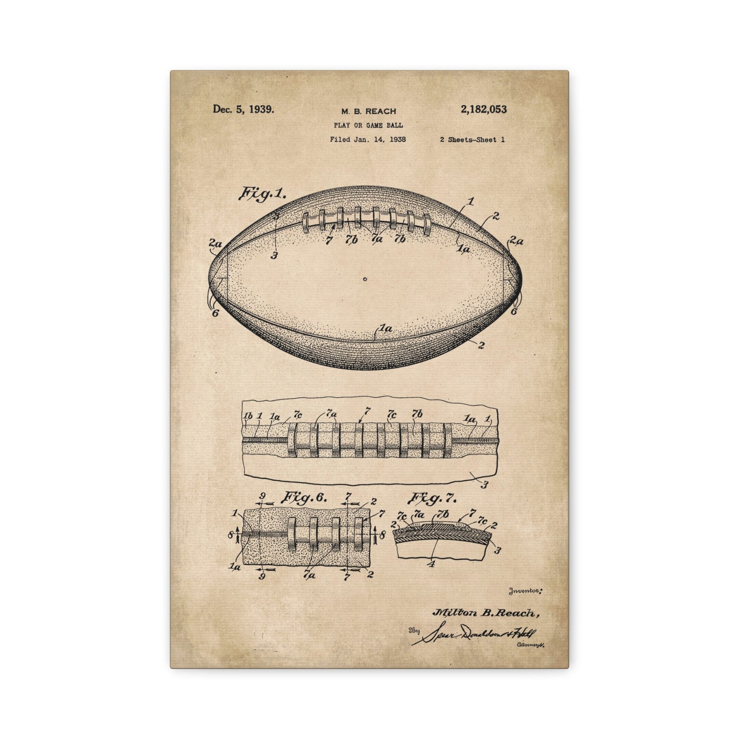 Football Patent Art Canvas Print