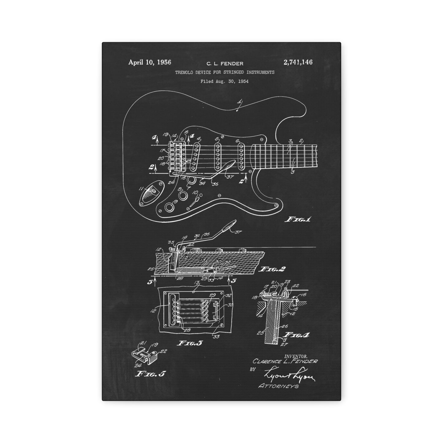 Fender Stratocaster Guitar Patent Art Canvas Print