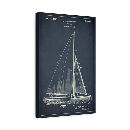 Sailboat Invention Patent Canvas Wall Art