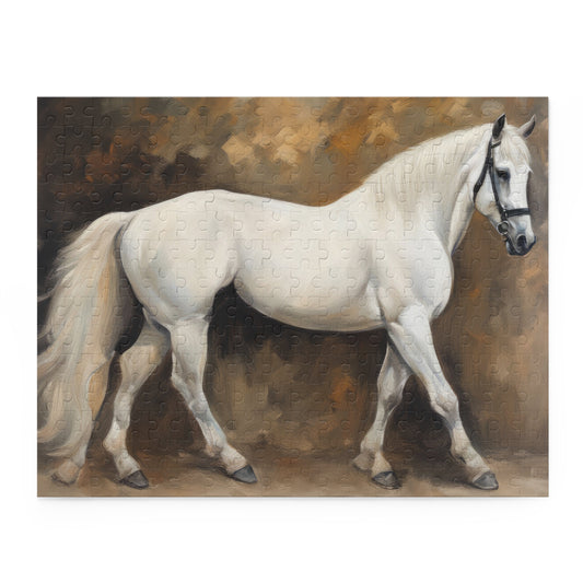 White Horse Portrait Oil Painting Jigsaw Puzzle