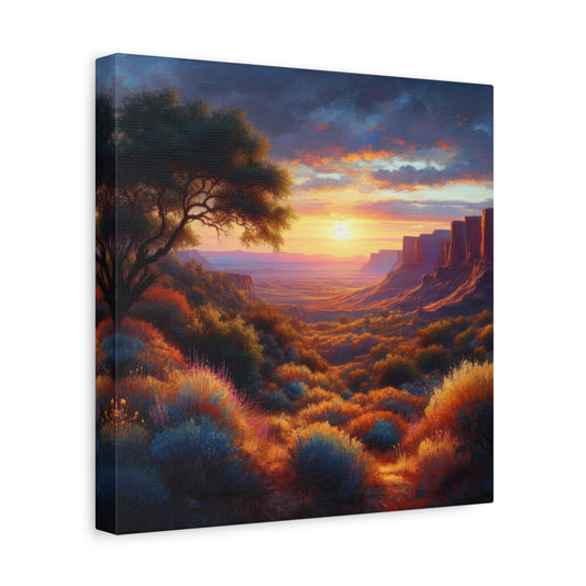 Sunrise in The Desert Southwest Oil Painting Canvas Print
