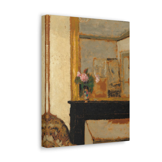 Vase of Flowers on a Mantelpiece by Edouard Vuillard Canvas Print