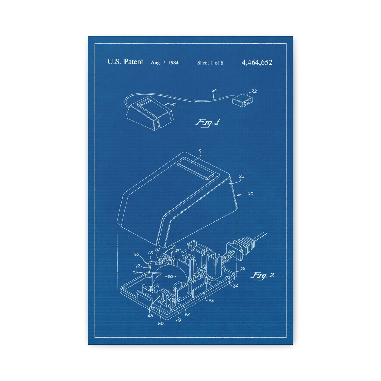 Computer Mouse Blueprint Art Canvas Print